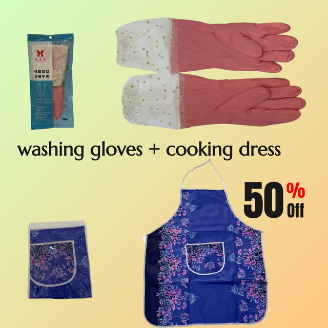 dish washing gloves and cooking clothes